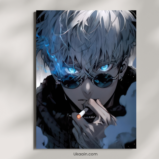 Gojo Gaze: Awakened Six Eyes Aesthetic - Premium Metal Poster