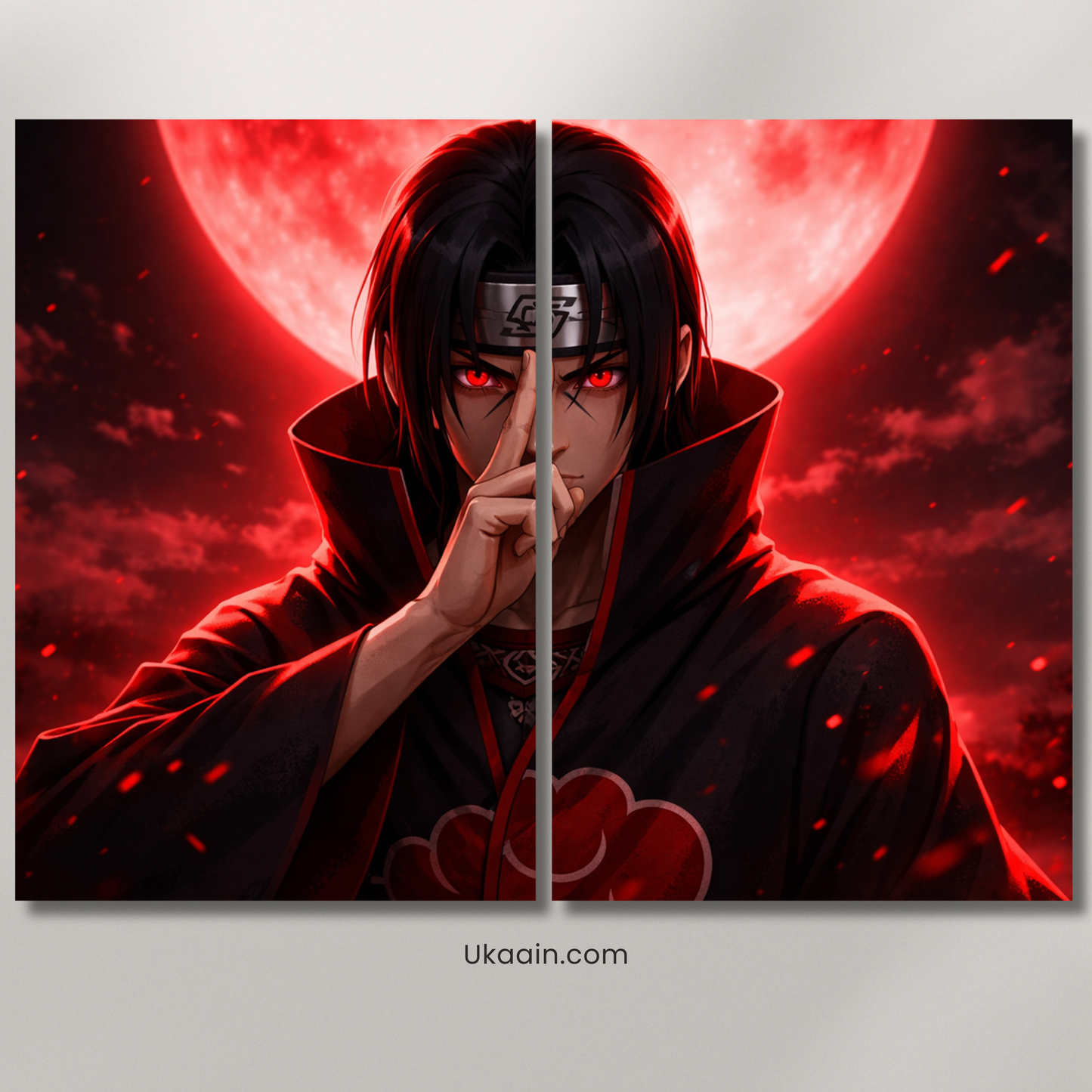 Shadow of the Sharingan: Itachi Uchiha Blood-Moon Canvas - Premium Metal Poster