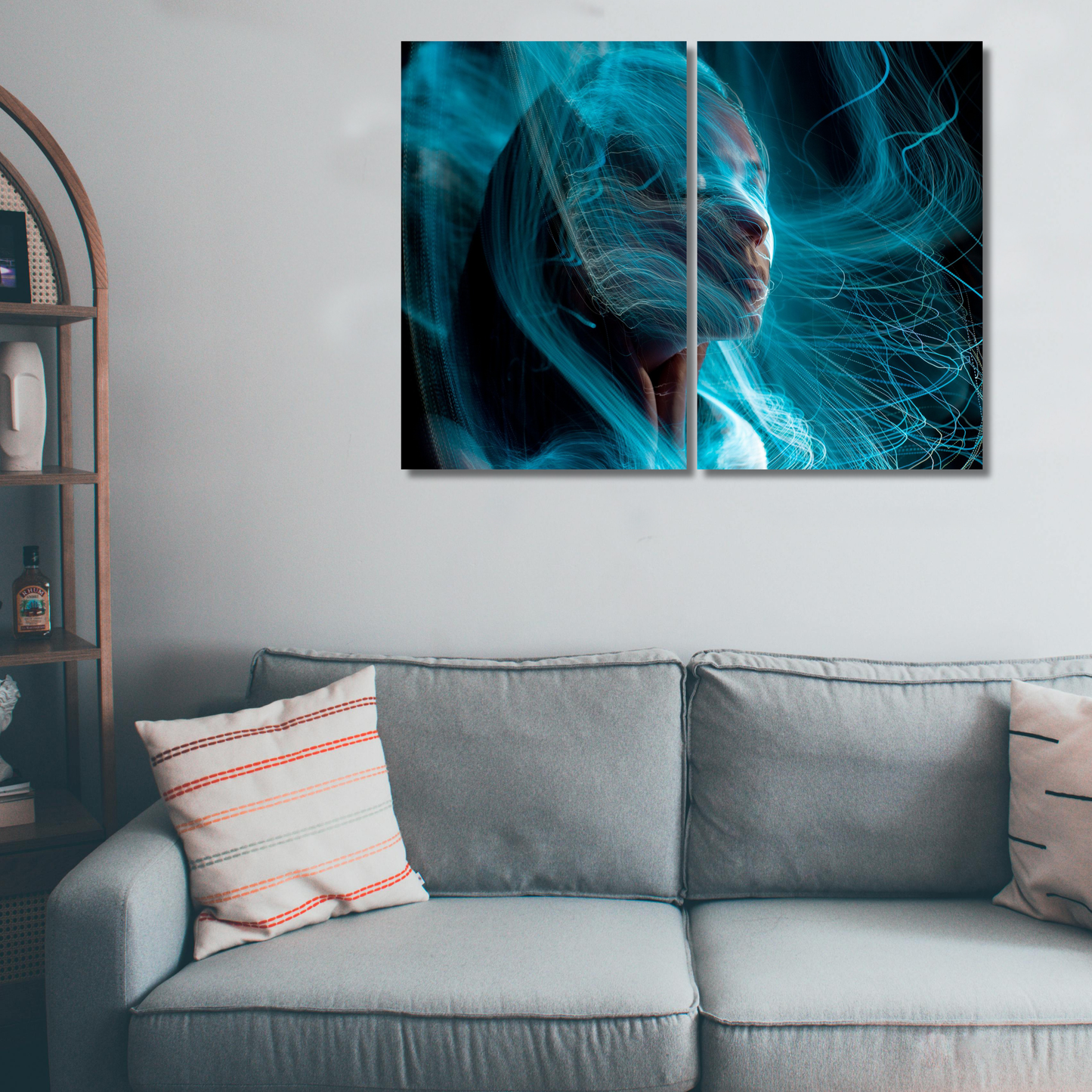 Electric Soul: Cyberpunk Aura Abstract - Premium Metal Poster