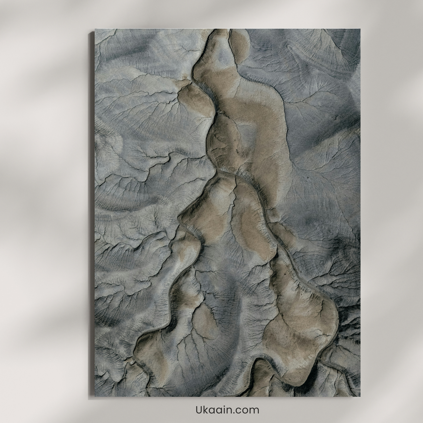 "Arid Ridges: Textured Slate Earth - Premium Metal Poster