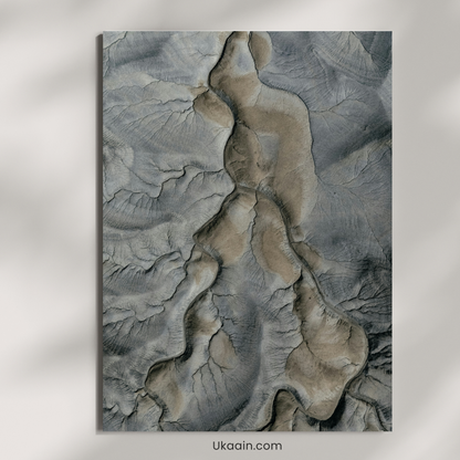 "Arid Ridges: Textured Slate Earth - Premium Metal Poster