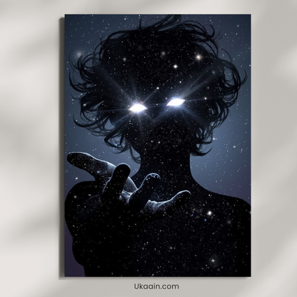 "Cosmic Reach: The Infinite Stardust Silhouette" - Premium Metal Poster