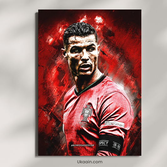 ( RONALDO )The Crimson Fire of an Eternal Legend: - Premium Metal Poster
