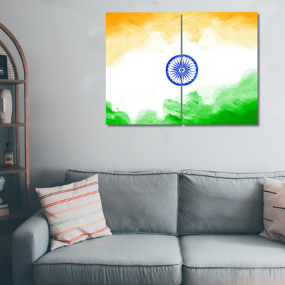 Tiranga Spirit: Watercolor Indian National - Premium Metal Poster