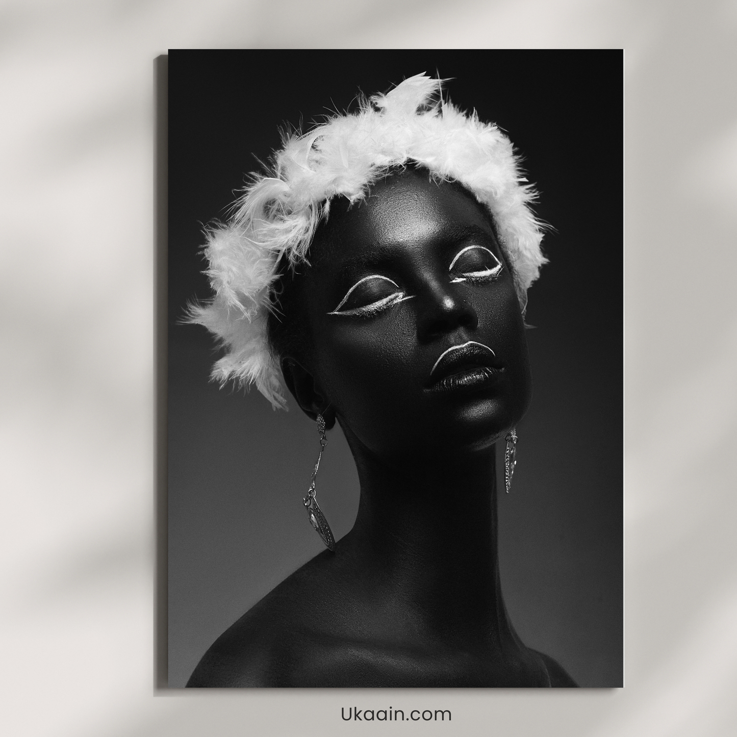 The Obsidian Angel: A Contrast in Elegance - Premium Metal Poster