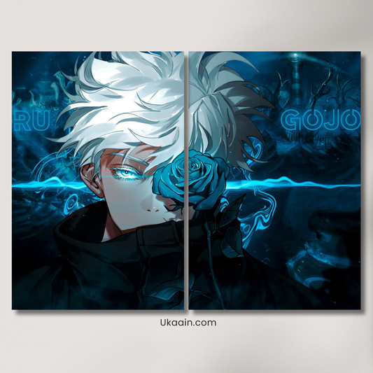 Satoru Gojo: The Azure Rose Infinity - Premium Metal Poster