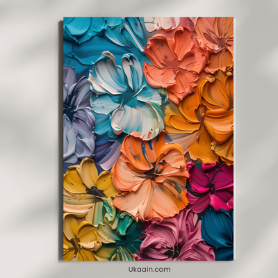 Petal Sculpt: Textured Palette Knife Floral Art - Premium Metal Poster