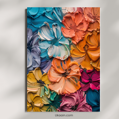 Petal Sculpt: Textured Palette Knife Floral Art - Premium Metal Poster