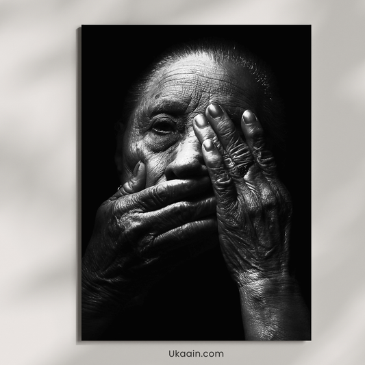 The Silent Wisdom of Weathered Souls: - Premium Metal Poster