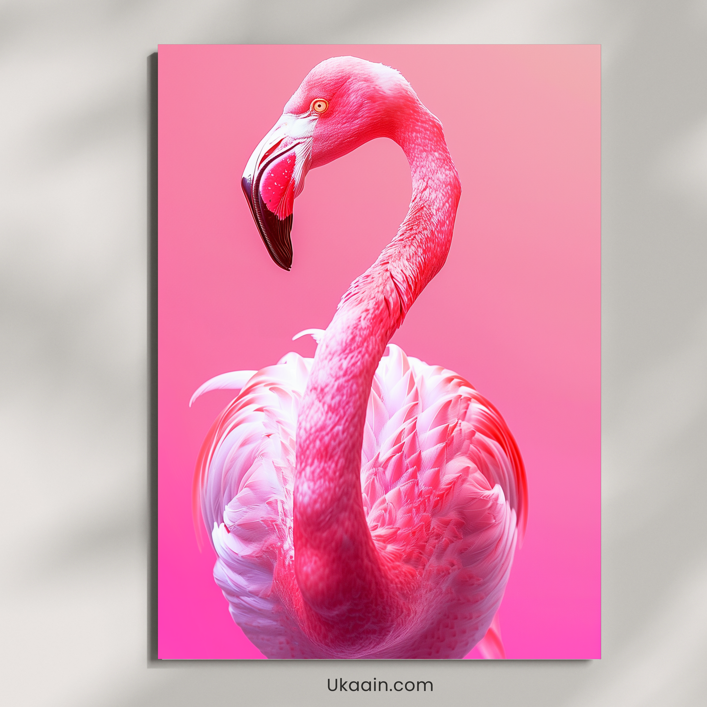 Graceful Pink Flamingo: Tropical Art - Premium Metal Poster