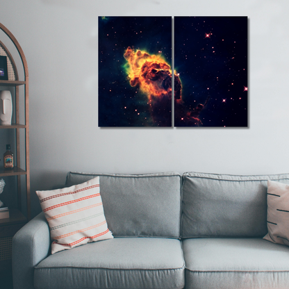 Cosmic Birth: Vibrant Pillars of Creation Nebula - Premium Metal Poster
