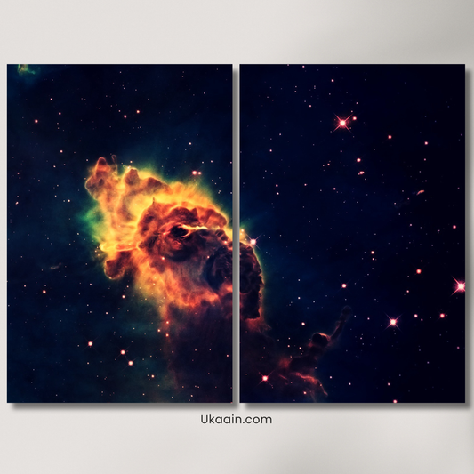 Cosmic Birth: Vibrant Pillars of Creation Nebula - Premium Metal Poster