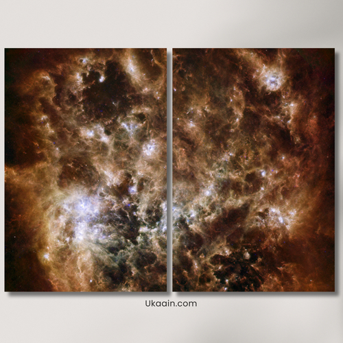 Stellar Nursery: Golden Dust & Deep Space Infinity - Premium Metal Poster