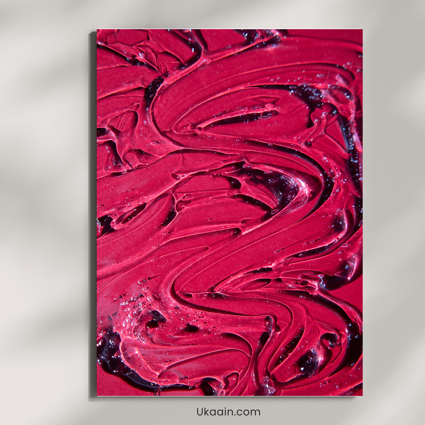 "Velvet Vortex: Deep Ruby Abstract - Premium Metal Poster