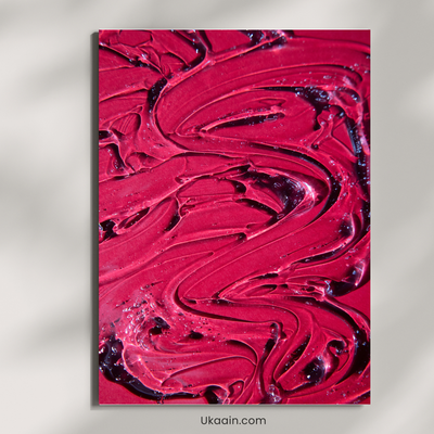 "Velvet Vortex: Deep Ruby Abstract - Premium Metal Poster