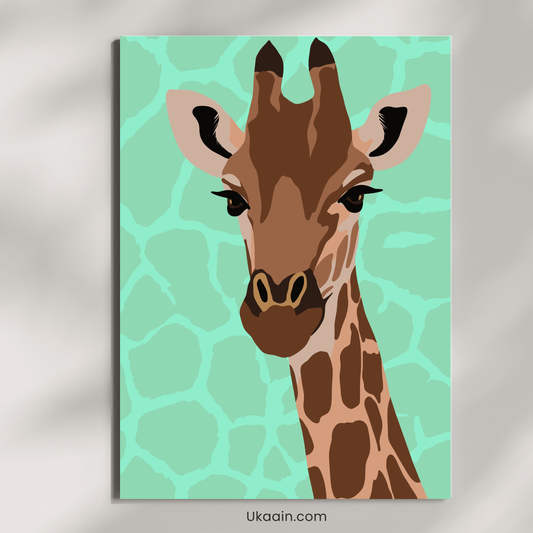 The Minty Maverick: Geometric Giraffe - Premium Metal Poster
