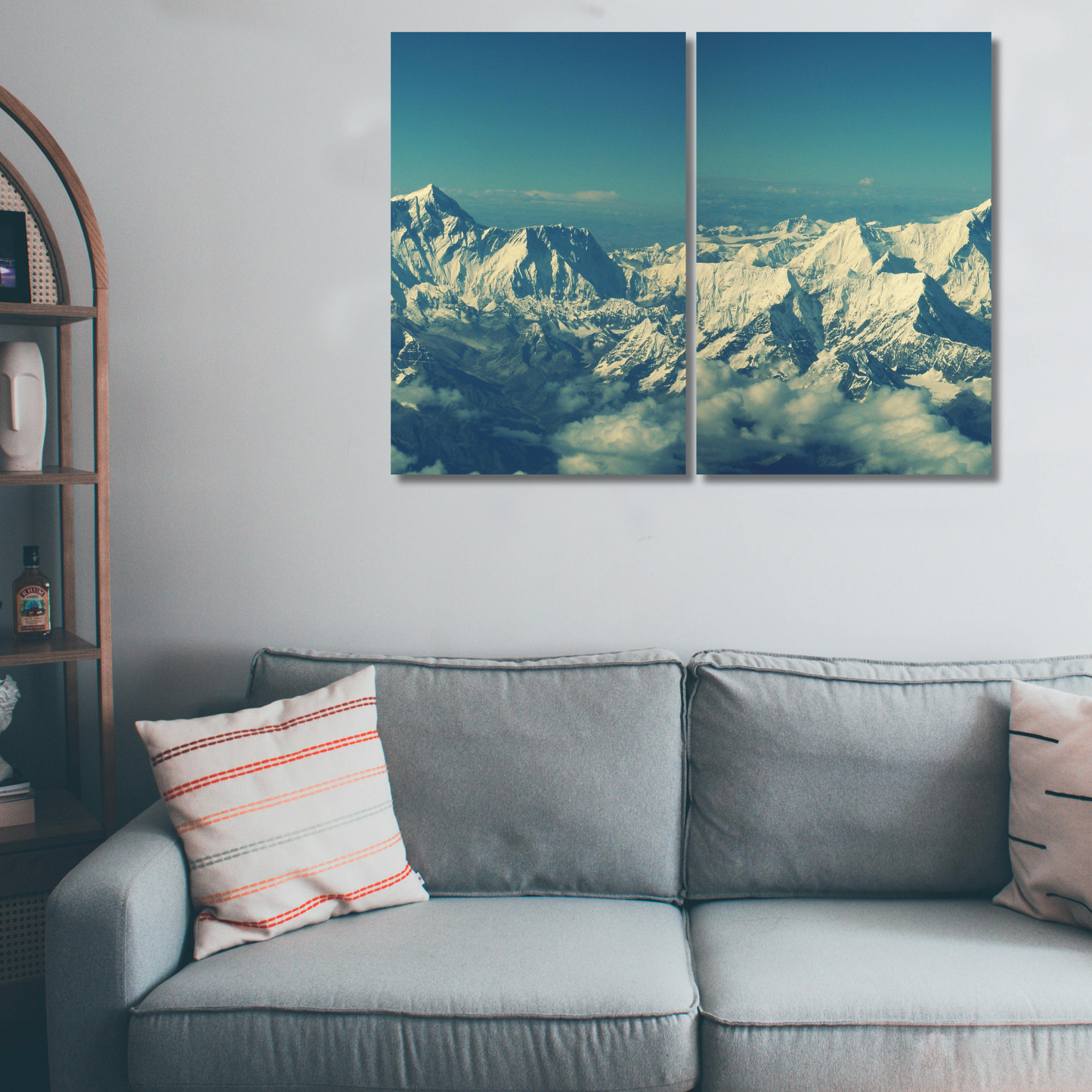 Majestic Peaks: Snow-Capped Himalayan Horizon - Premium Metal Poster