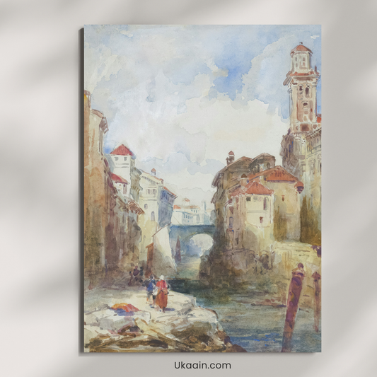 The Venetian Dream: Watercolor Serenity - Premium Metal Poster
