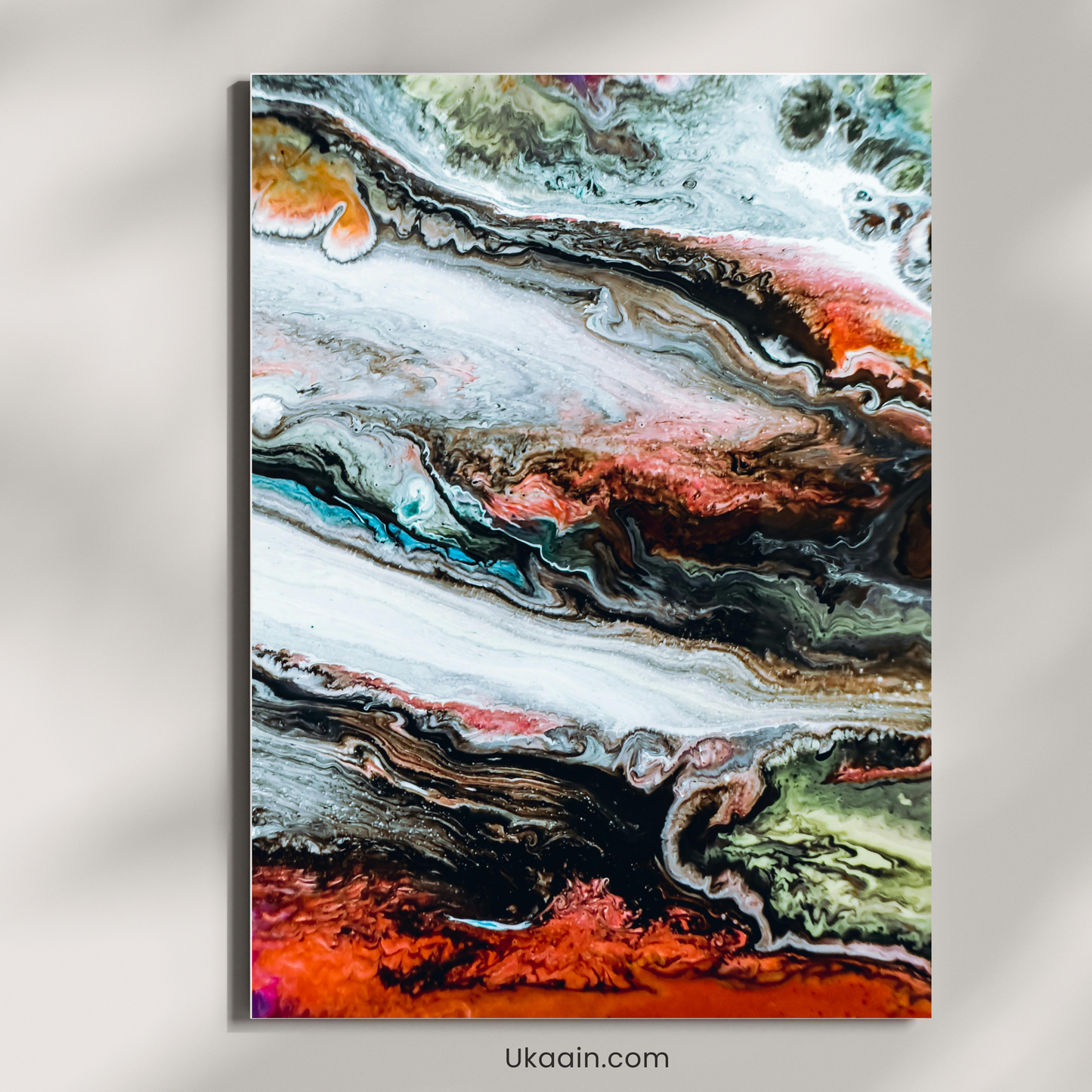 Crimson Glaze: Luxury Marble Abstract Metal Poster
