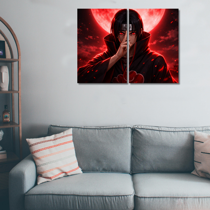 Shadow of the Sharingan: Itachi Uchiha Blood-Moon Canvas - Premium Metal Poster