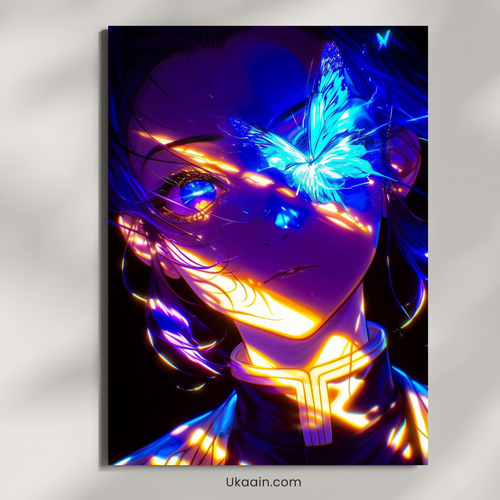 Metamorphosis: The Sapphire Wing Edition - Premium Metal Poster