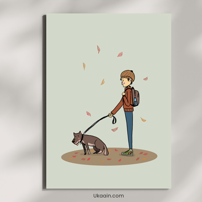 The Simple Comfort of an Autumn Stroll - Premium Metal Poster