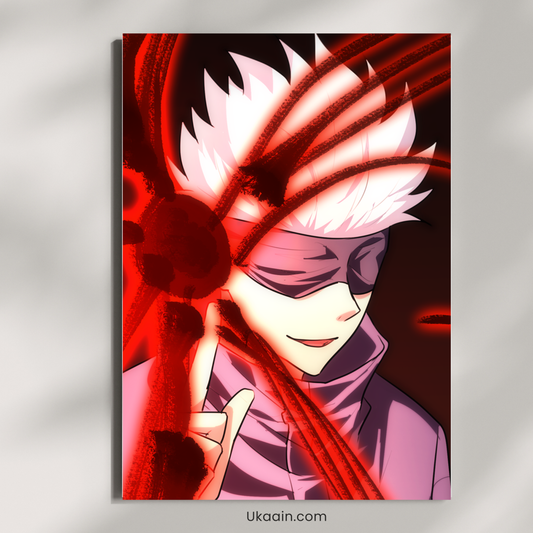 Cursed Technique Red: Gojo Satoru Convergence - Premium Metal Poster