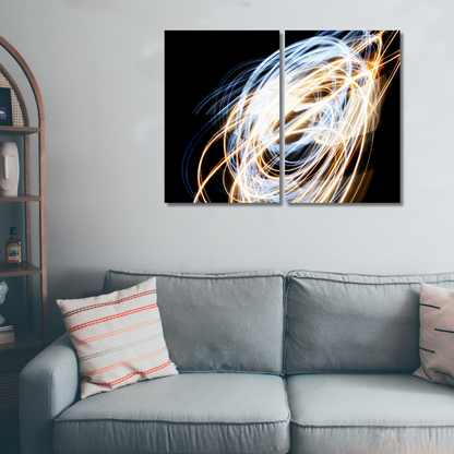 Golden Kinetic: Abstract Long Exposure Light-Stream - Premium Metal Poster