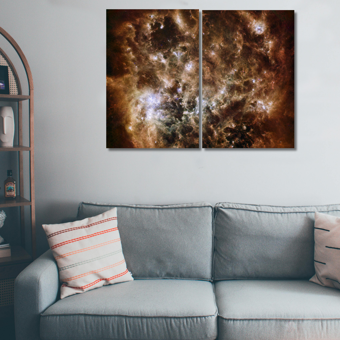 Stellar Nursery: Golden Dust & Deep Space Infinity - Premium Metal Poster