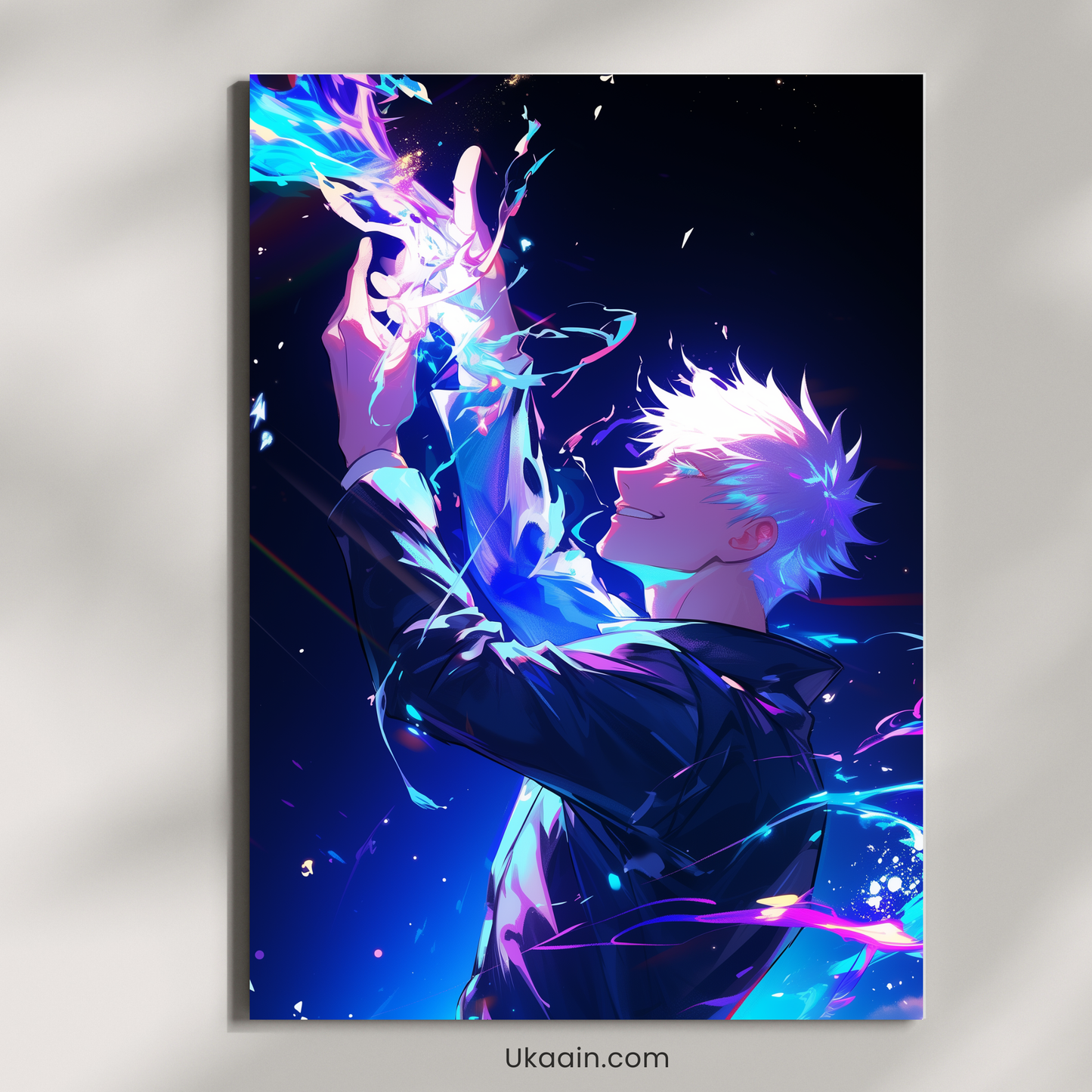 Satoru Gojo: Infinite Azure Radiance - Premium Metal Poster