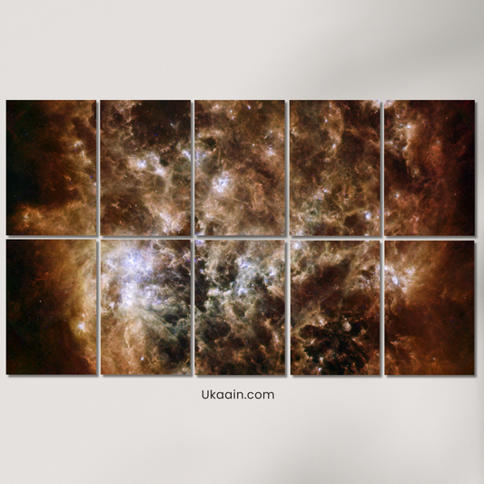 "Stellar Dust: 10-Panel Deep Space Nebula Cosmic Mural" - Premium Metal Poster
