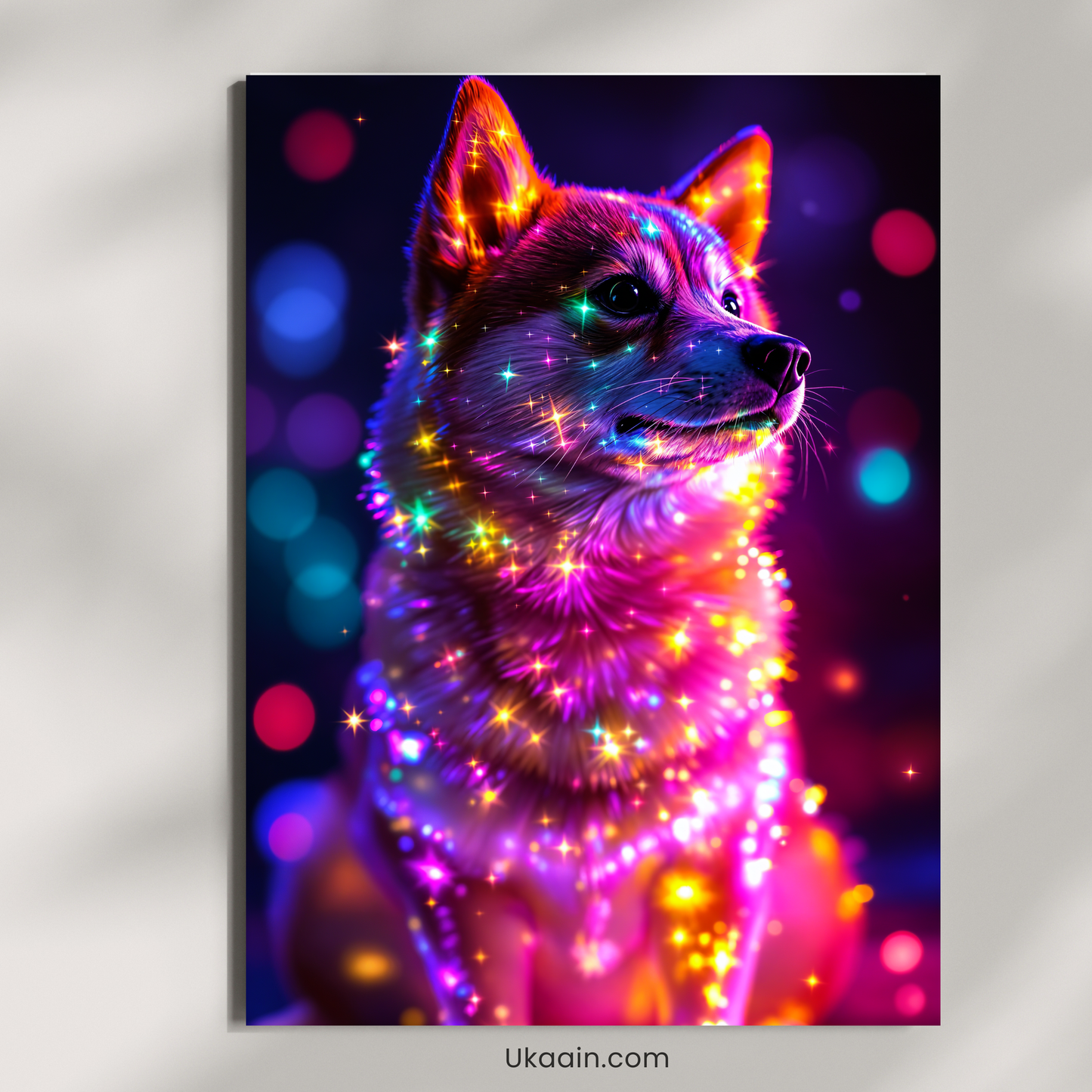 The Galactic Guardian: Stardust Shiba - Premium Metal Poster