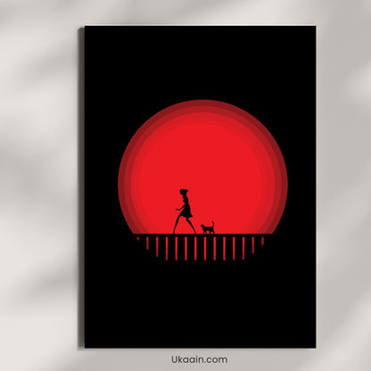 The Crimson Journey Under a Blood Moon - Premium Metal Poster