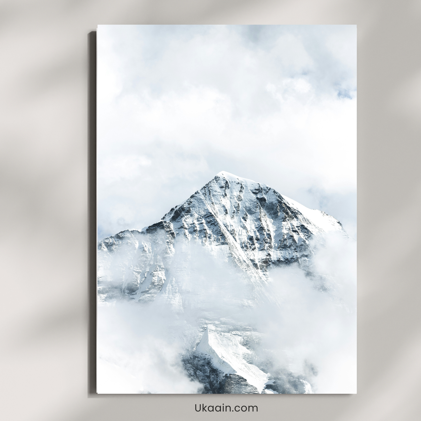 "Summit Serenity: Snow-Capped Peak - Premium Metal Poster