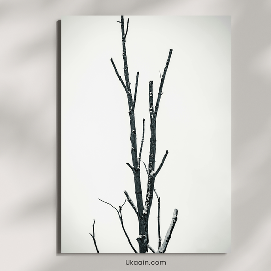 The Silent Resilience of a Frozen Branch - Premium Metal Poster
