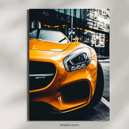 The Golden Velocity: Aero GT - Premium Metal Poster