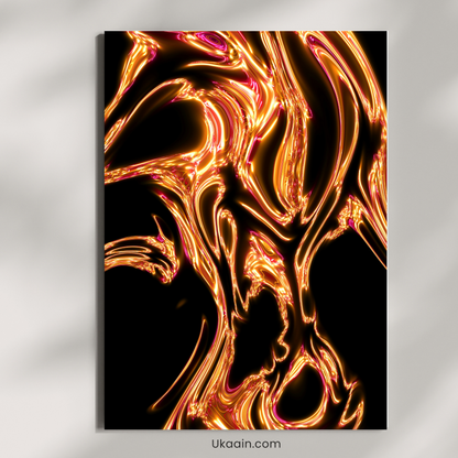 The Fluid Dance of Molten Gold - Premium Metal Poster