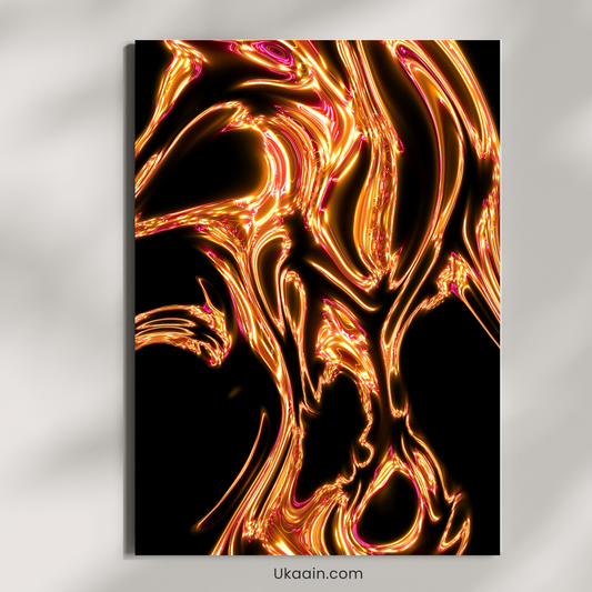 The Fluid Dance of Molten Gold - Premium Metal Poster