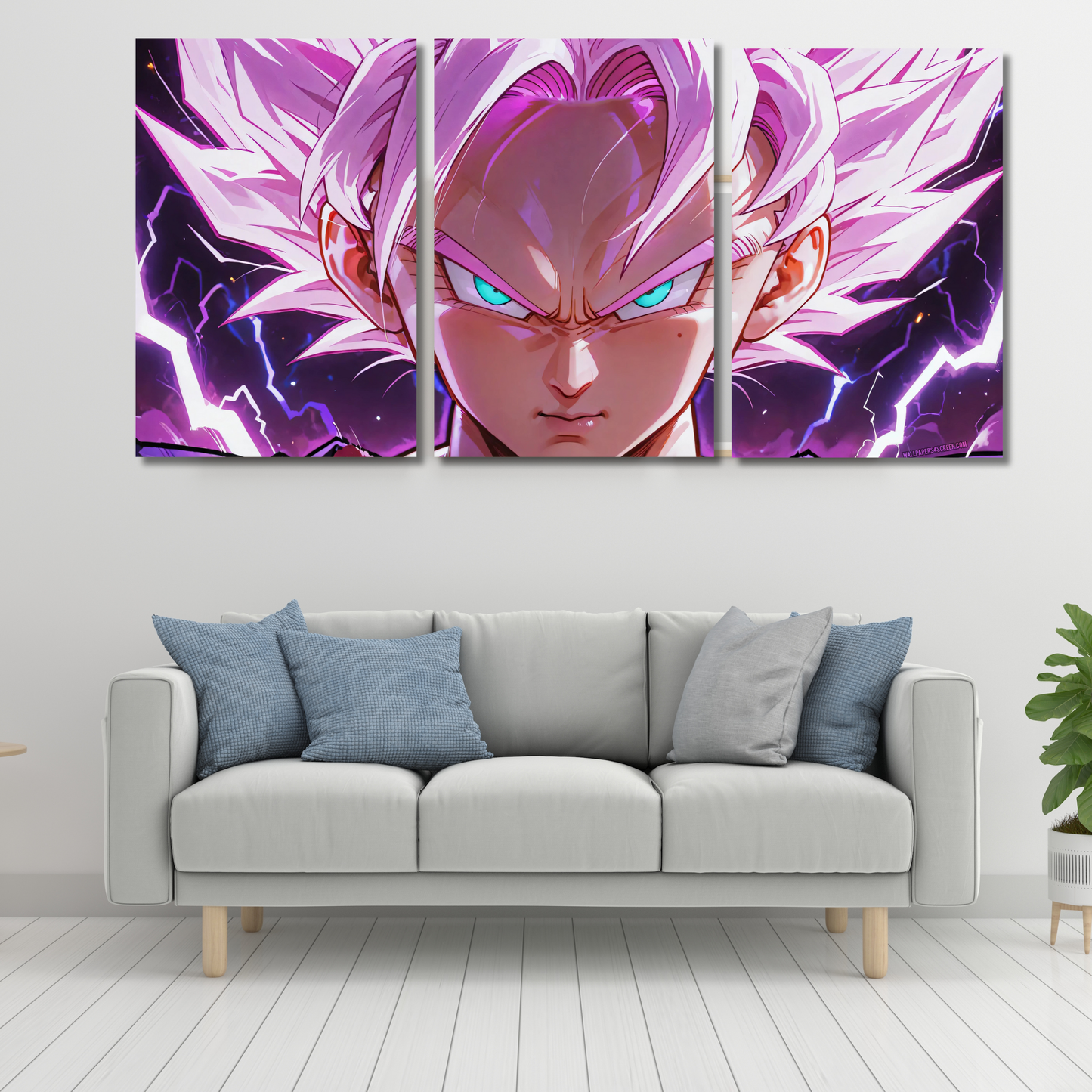 Goku: Divine Wrath: Super Saiyan Rose Triptych - Premium Metal Poster