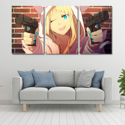 Akimbo Kawaii: Playful Assassin - Premium Metal Poster
