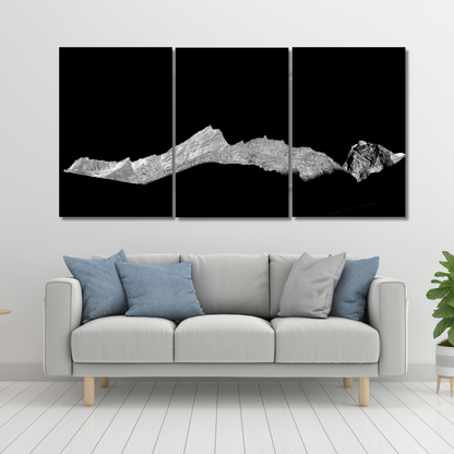 Summit Noir: Mountain Silhouette - Premium Metal Poster