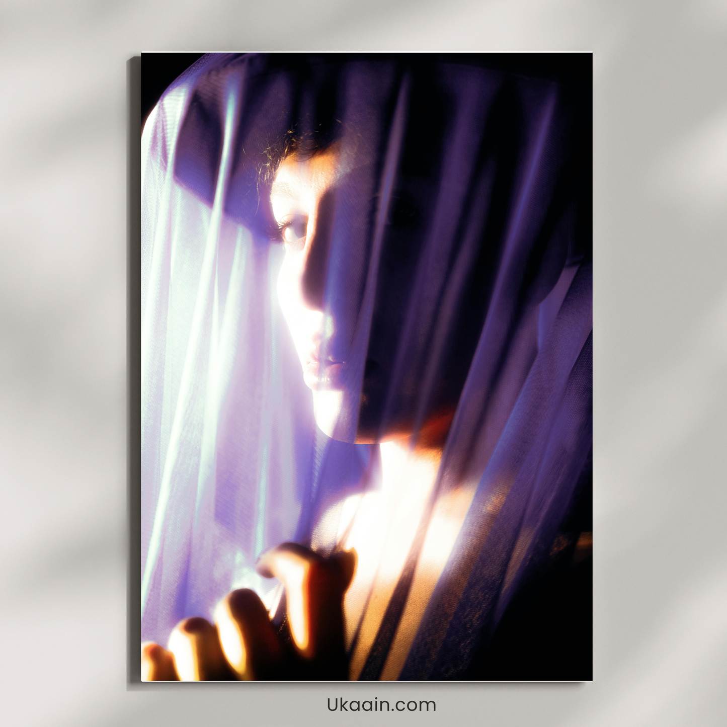 "Mystic Shroud: Ethereal Purple Veil - Premium Metal Poster