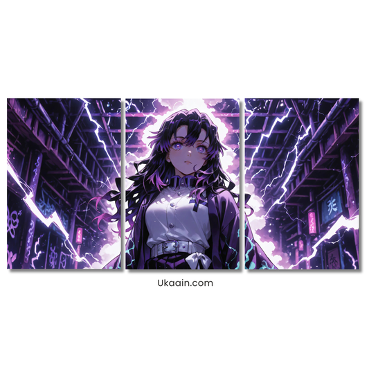 Voltage Goddess: Purple Lightning Anime - Premium Metal Poster
